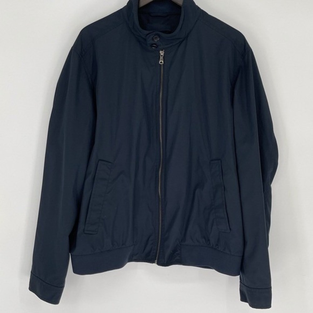 Banana Republic Mens Navy Blue Harrington Jacket Tall XXL Full Zip Mock Neck